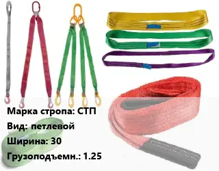 Строп текстильный СТП петлевой В=30 Грузопод.:1.25